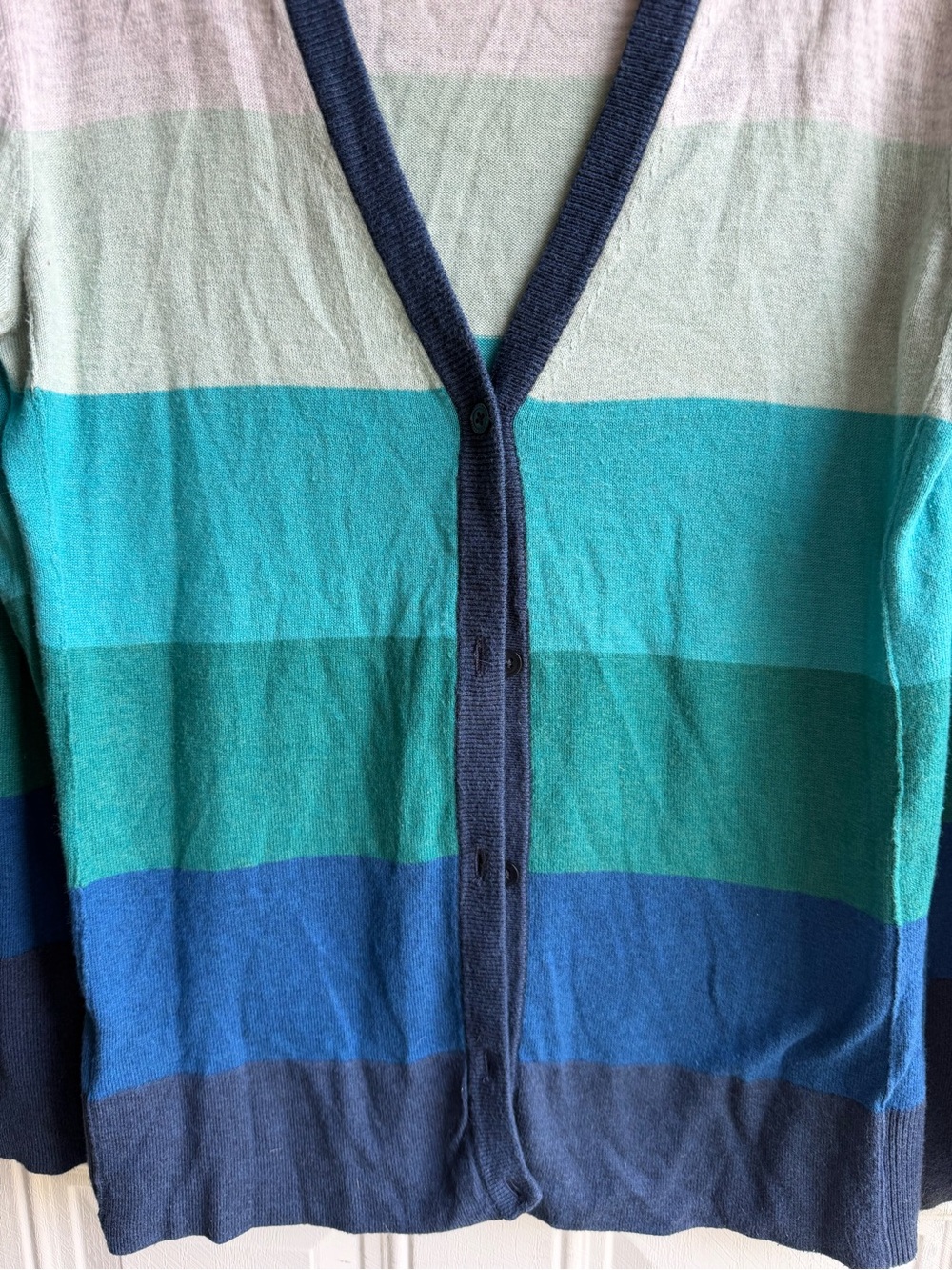 Eddie Bauer Colorblock Cardigan Sweater L Granny Coastal Grandpa Preppy - Picture 5 of 7